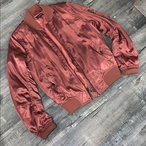 Rose gold satin bomber jacket - Topshop